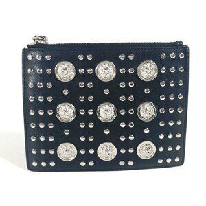 VERSUS lion logo Strap Pouch Bag Clutch bag Leather Black